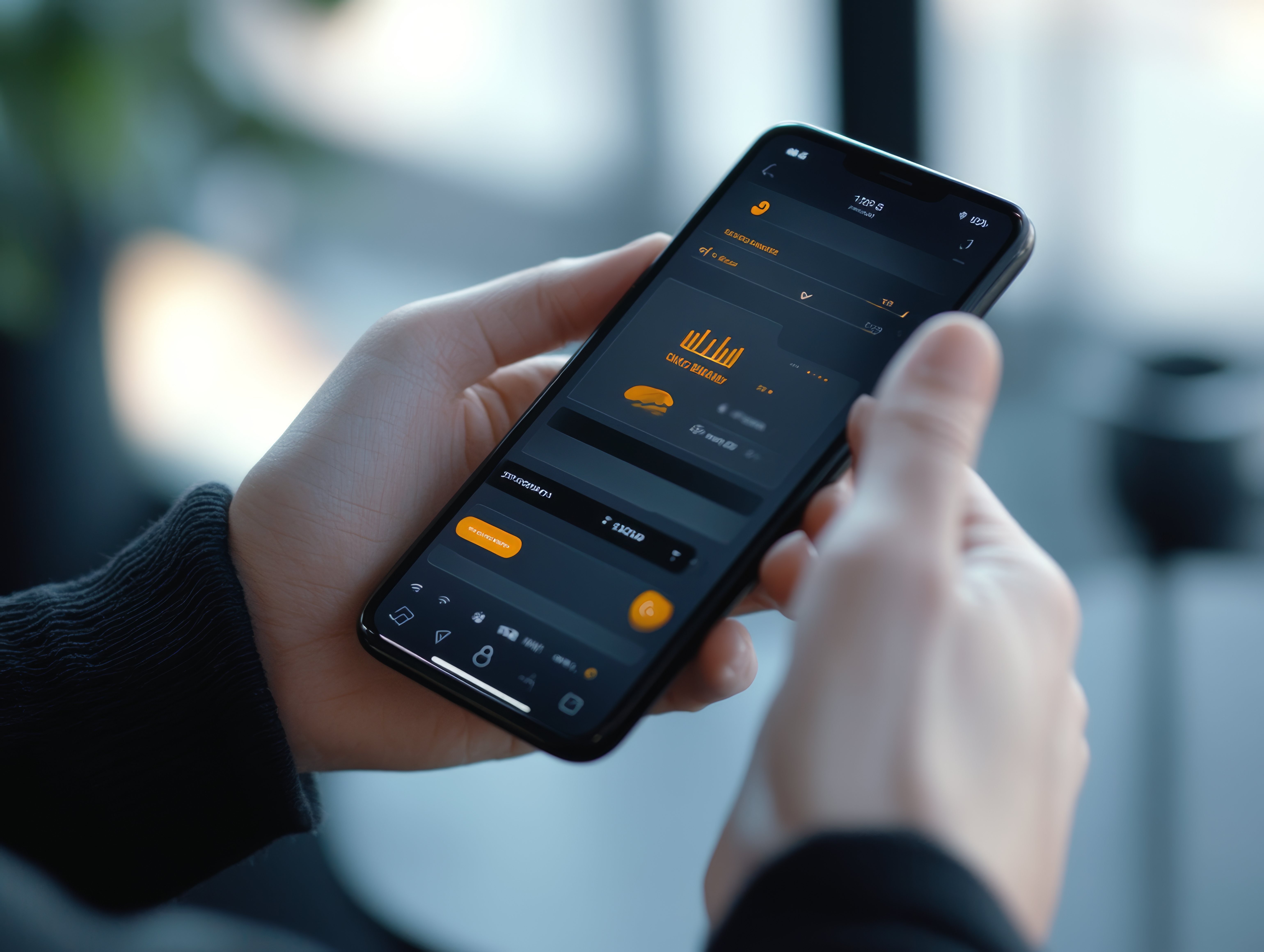 Person using a mobile business dashboard app