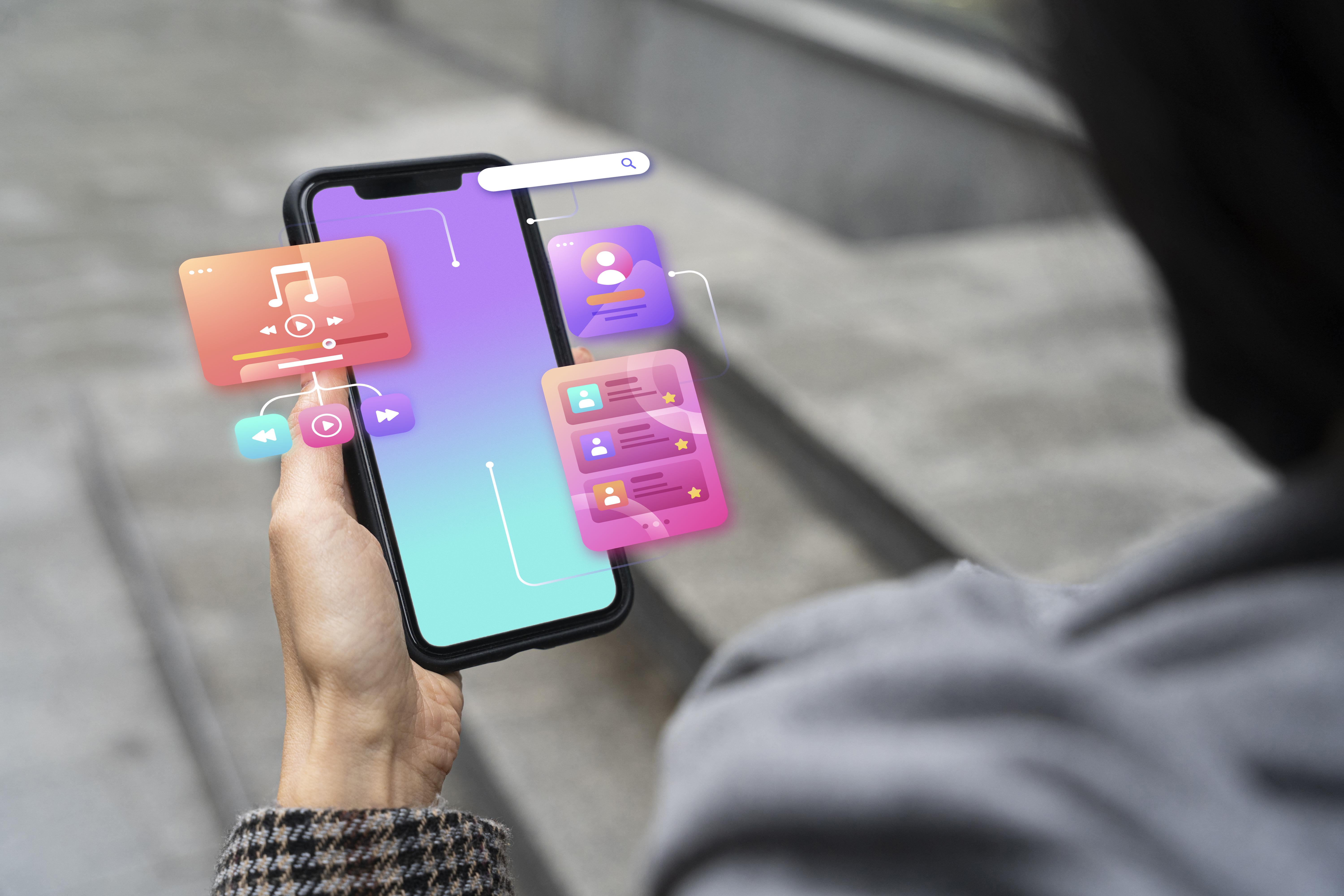 Mobile app interface design on a smartphone