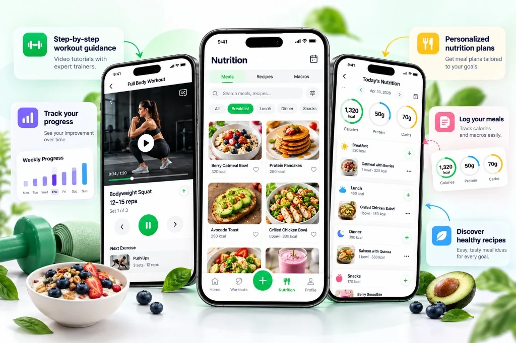 Di Lorenzo Personal Training — workouts, nutrition recipes and daily meal tracking across three phones