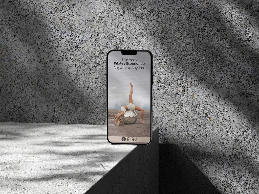 Feels@Home Pilates and wellness app overview mockup