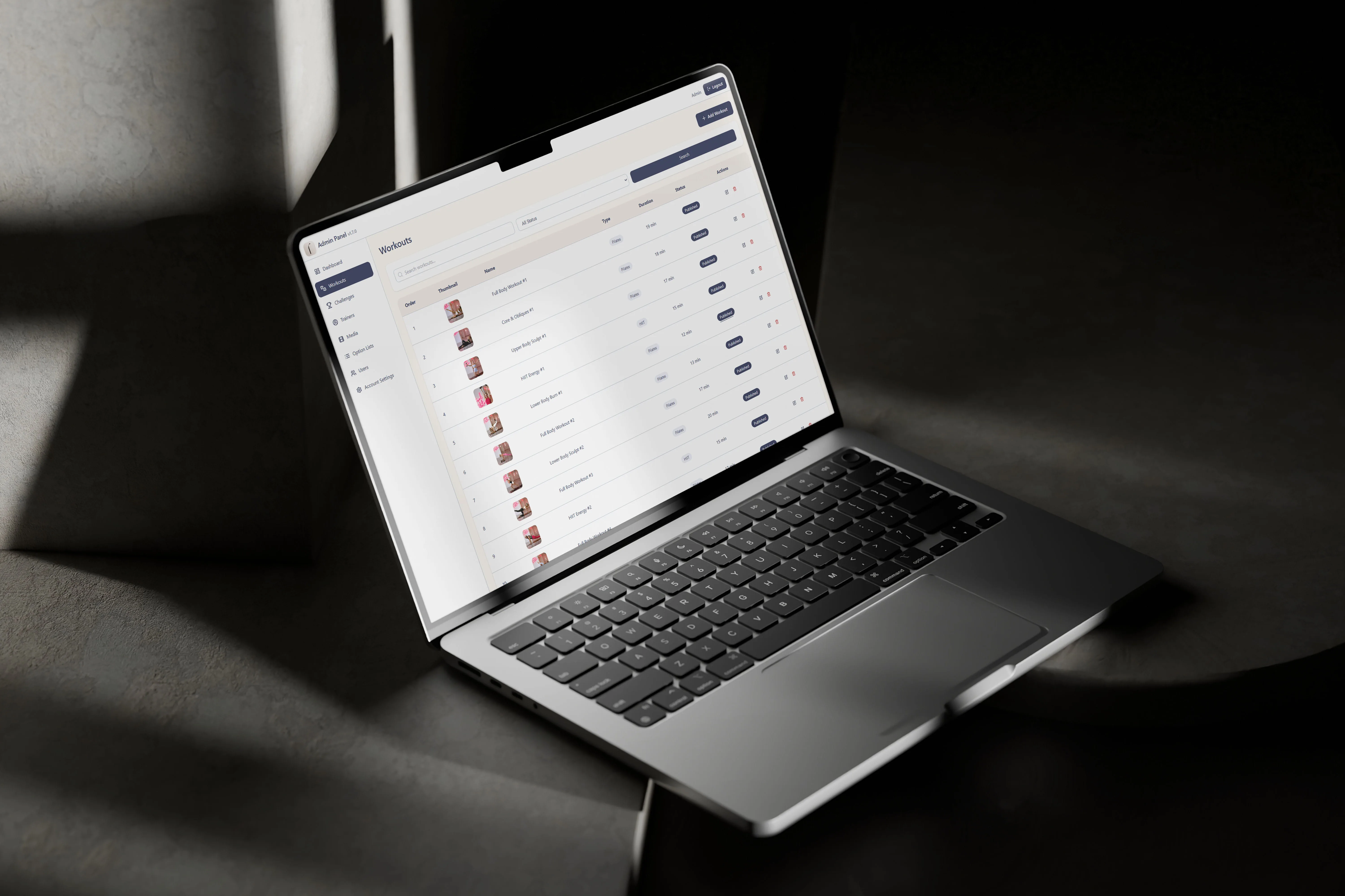 Feels@Home SaaS admin dashboard on laptop
