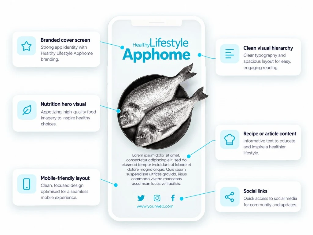 VitaDay wellness article screen with nutrition imagery